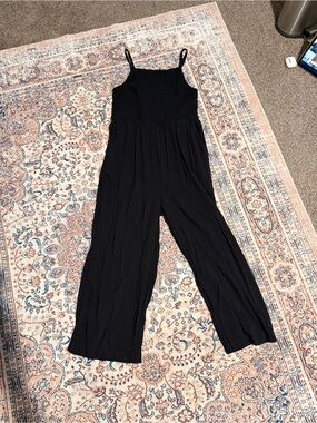 Old Navy Black Wide-Leg Smocked Jumpsuit with Spaghetti Straps